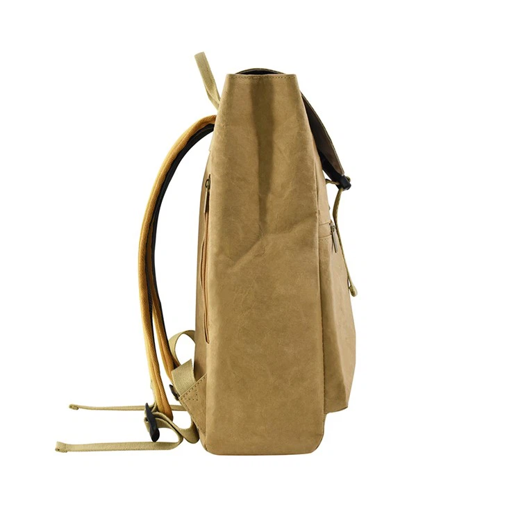 Classical Fashion Brown Washable Kraft Paper Backpack